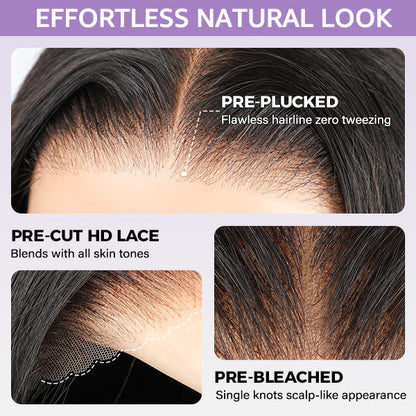 Wand Curl Pre Cut 9x6 HD Lace Wear & Go Glueless Wig 100% Human Hair Pre Bleached Tiny Knots