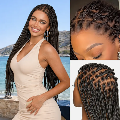 🔥Glueless HD Lace Knotless Braided Wig – Natural Scalp Look, Ready to Wear