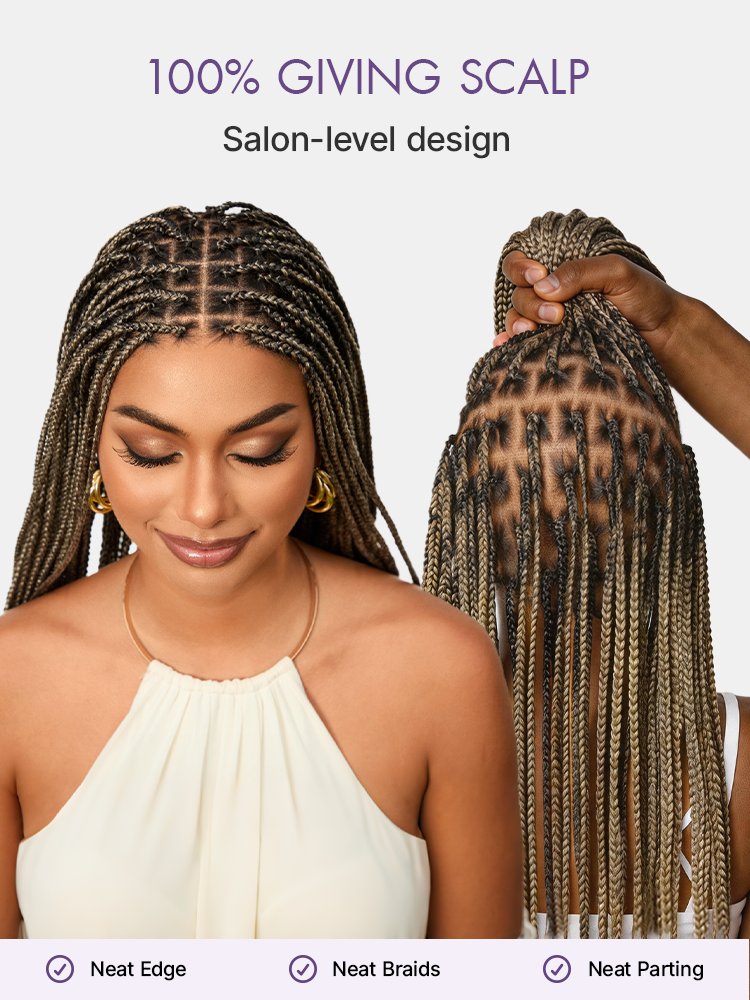 🔥Glueless HD Lace Knotless Braided Wig – Natural Scalp Look, Ready to Wear