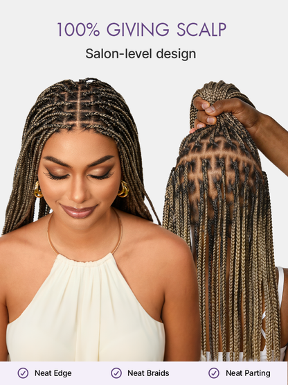🔥Glueless HD Lace Knotless Braided Wig – Natural Scalp Look, Ready to Wear