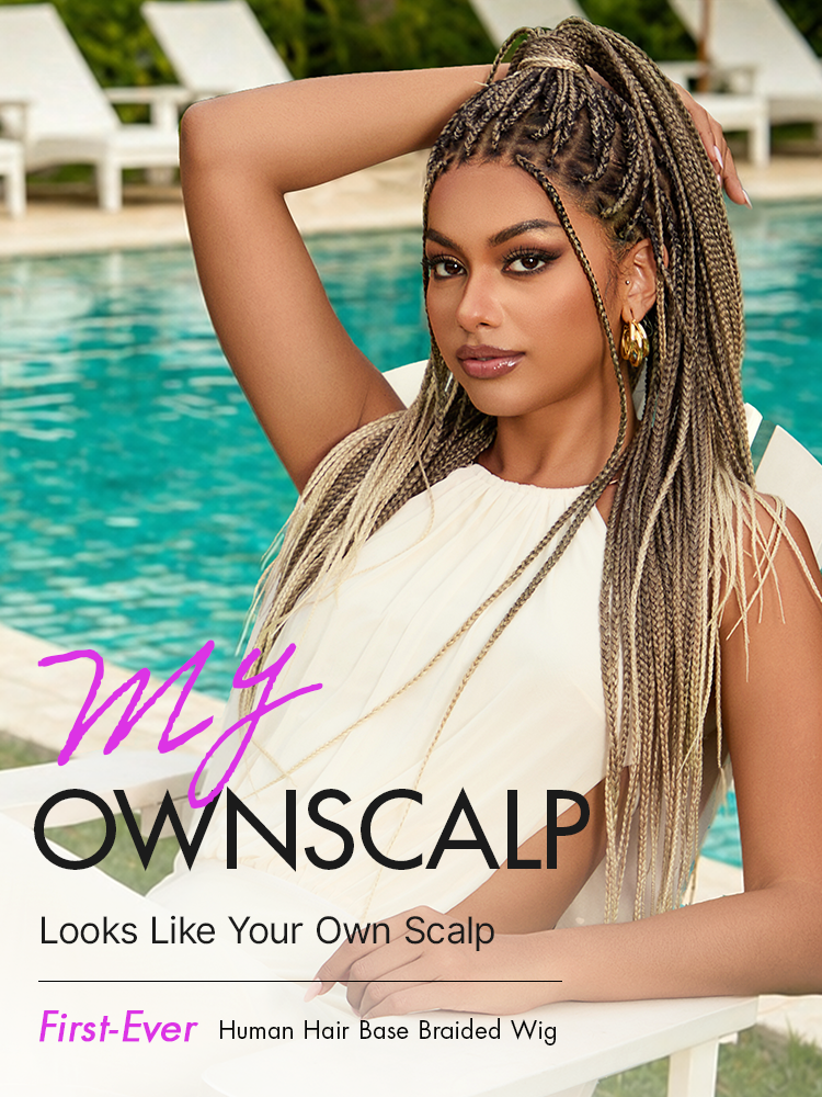 🔥Glueless HD Lace Knotless Braided Wig – Natural Scalp Look, Ready to Wear