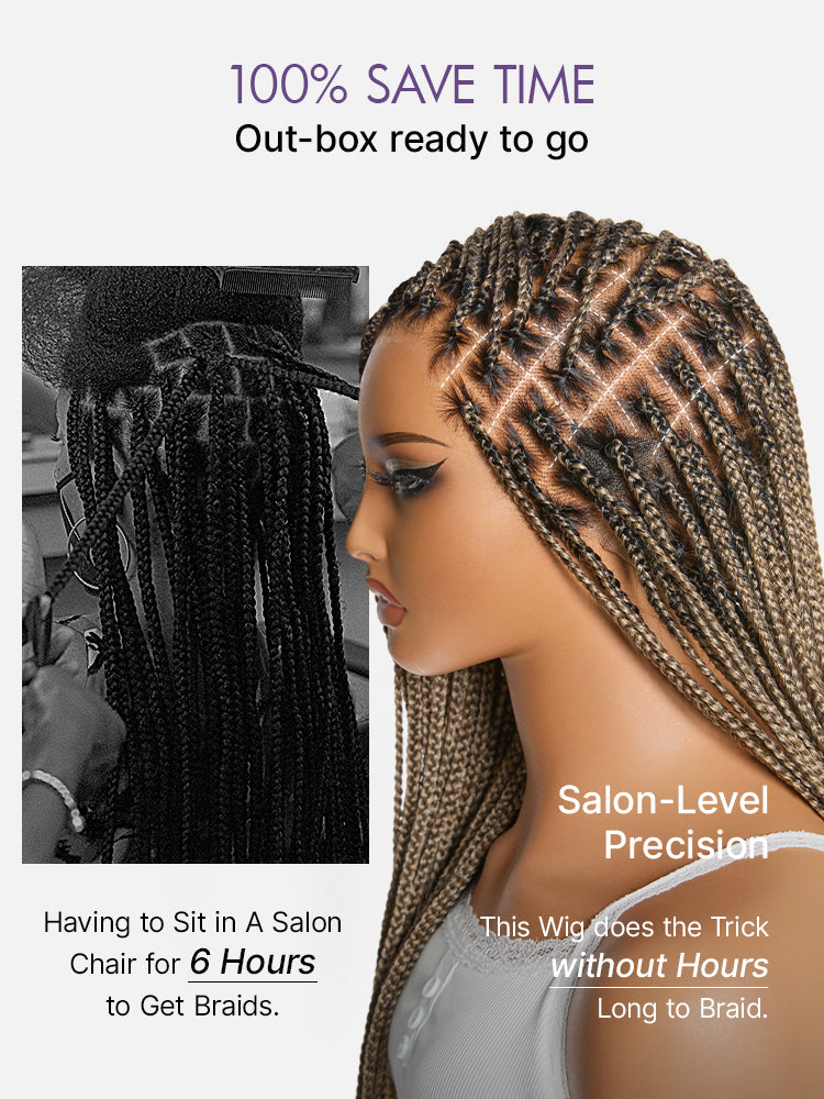 🔥Glueless HD Lace Knotless Braided Wig – Natural Scalp Look, Ready to Wear