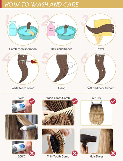 Straight Human Hair Topper – Remy Clip-In Hair Piece with Mono & PU Base