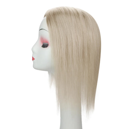 Straight Human Hair Topper – Remy Clip-In Hair Piece with Mono & PU Base