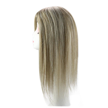 Straight Human Hair Topper – Remy Clip-In Hair Piece with Mono & PU Base