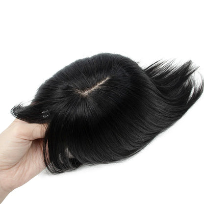 Silk Base 3D Human Hair Topper with 360° Bangs – Real Hair Volume Topper for Thinning Hair