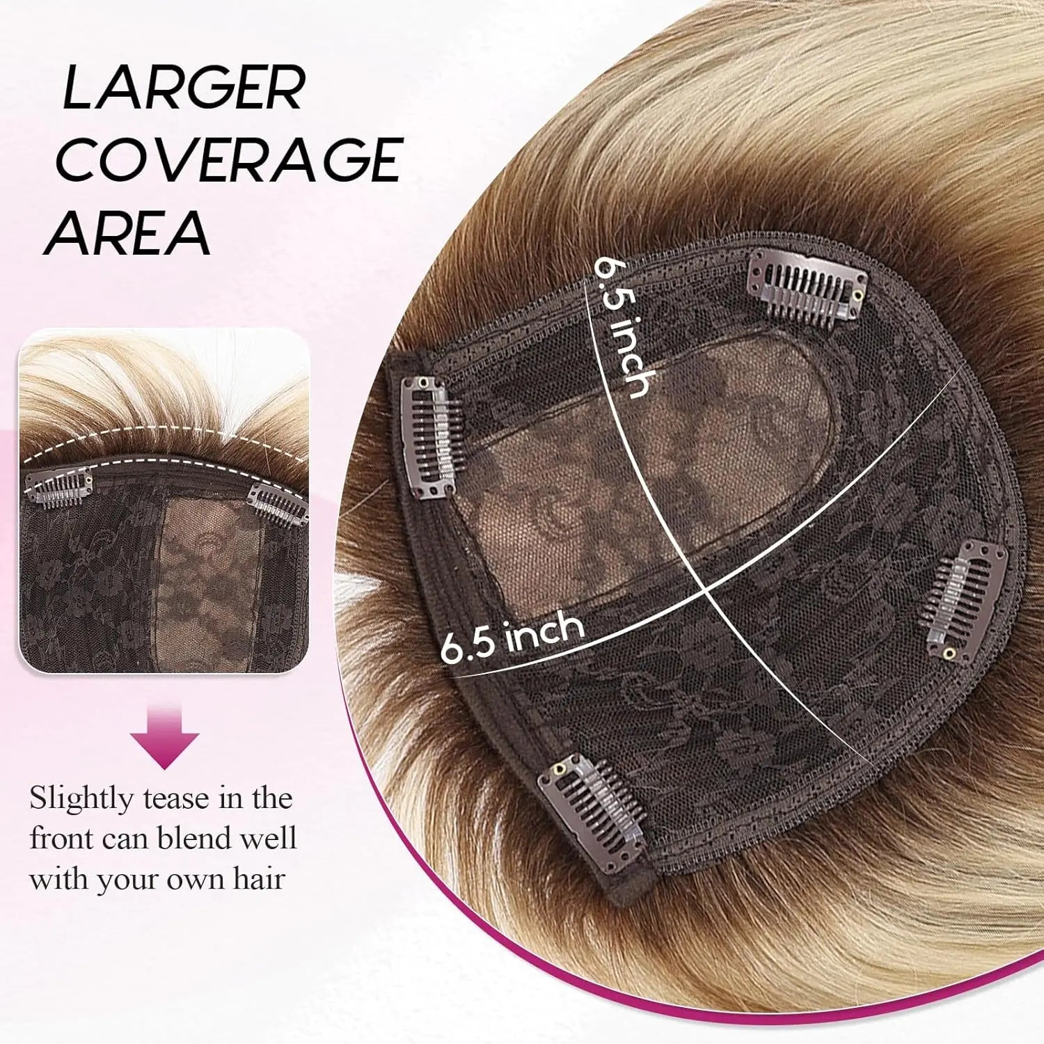 10” Short Bob Human Hair Topper with Bangs – Side Part Silk Base Clip-In