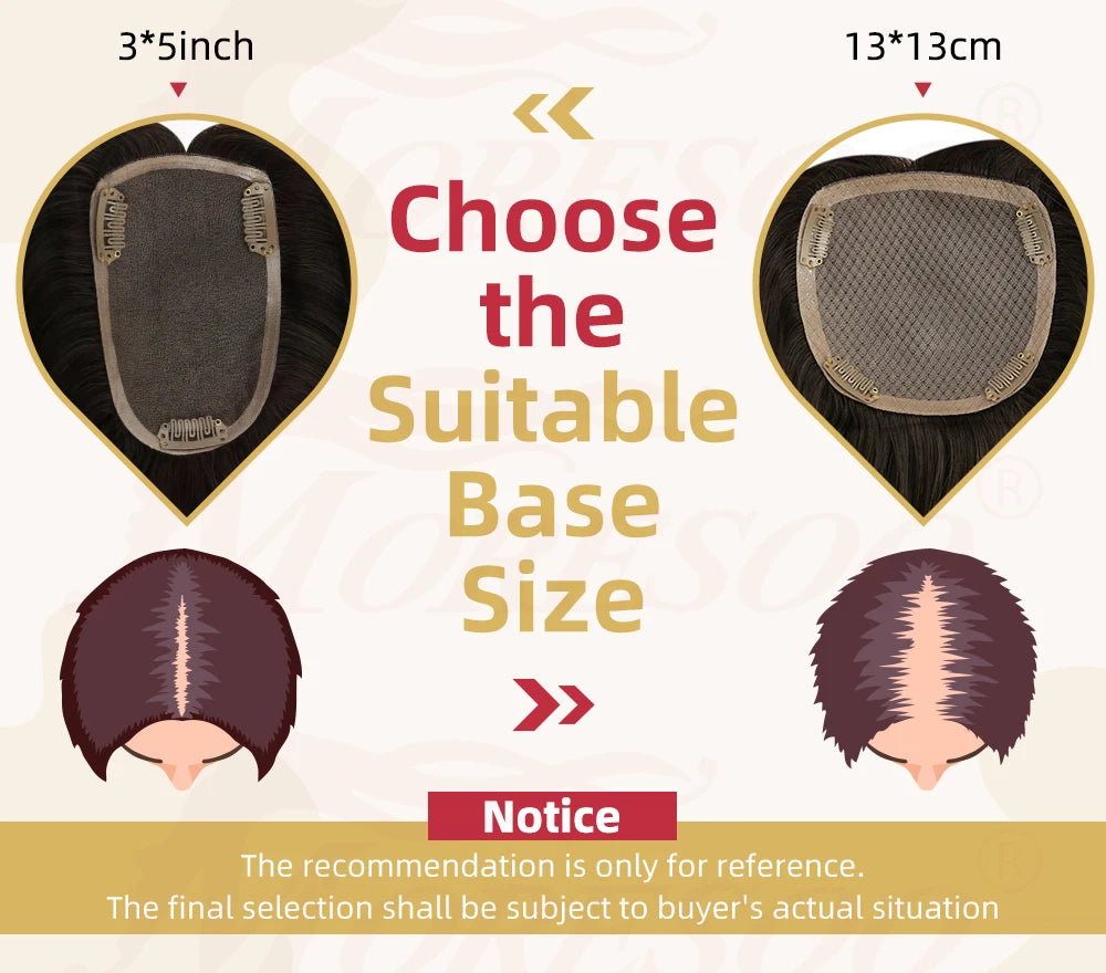Straight Human Hair Topper – Remy Clip-In Hair Piece with Mono & PU Base