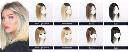 12” Human Hair Topper – Swiss Silk Base, No Bangs, 60g Clip-In