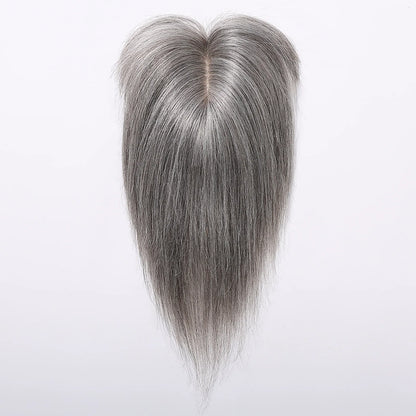 10” Human Hair Topper with Thick Bangs – 360° Clip-In Silk Base Topper for Women