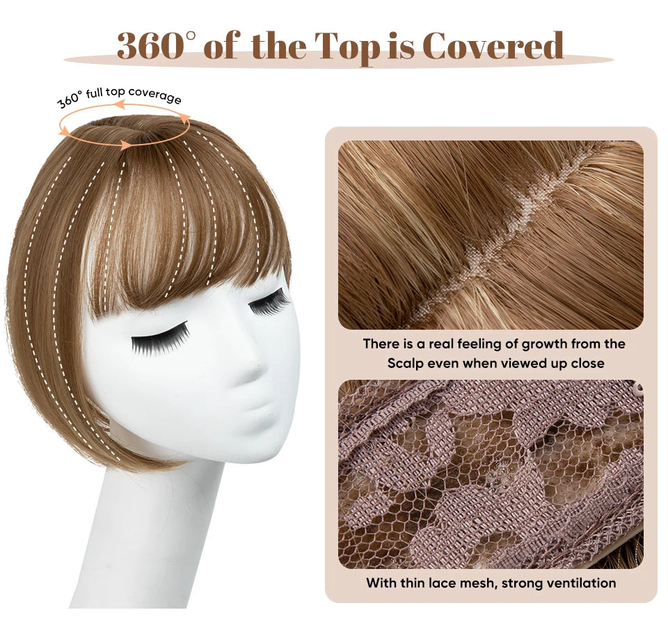 Silkara™ Clip in Hair Topper With Bangs