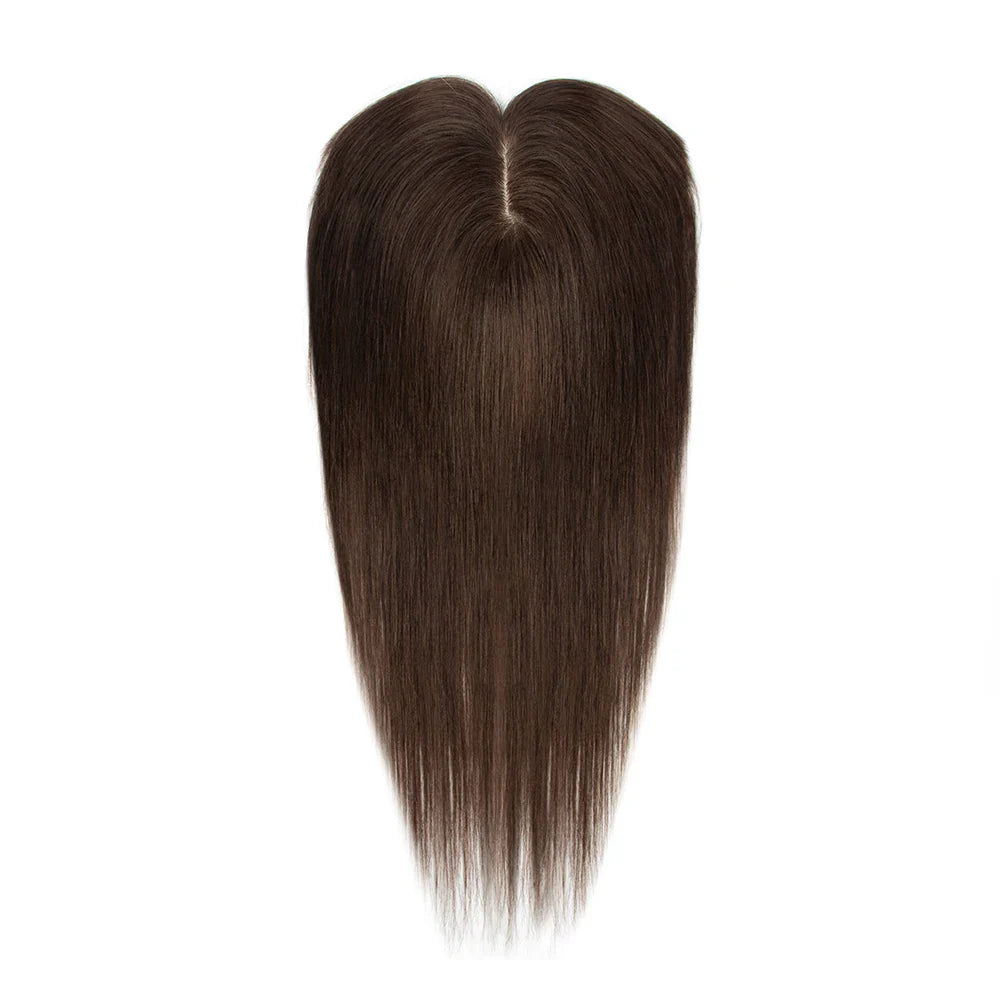 Silk Base 3D Human Hair Topper with 360° Bangs – Real Hair Volume Topper for Thinning Hair