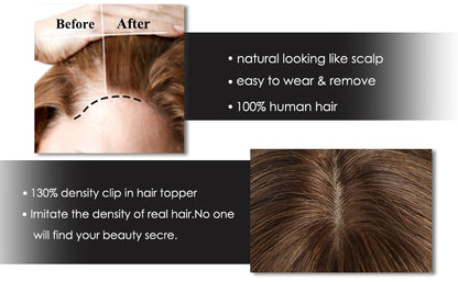 10” Human Hair Topper with Bangs – Silk Base Short Bob (6.5×6.5”)