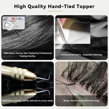 10” Human Hair Topper with Bangs – Silk Base Short Bob (6.5×6.5”)
