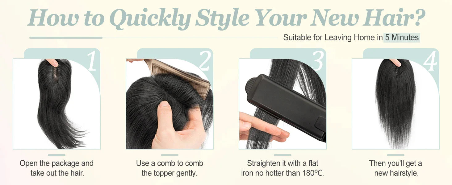 Silk Base 3D Human Hair Topper with 360° Bangs – Real Hair Volume Topper for Thinning Hair