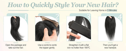 Silk Base 3D Human Hair Topper with 360° Bangs – Real Hair Volume Topper for Thinning Hair