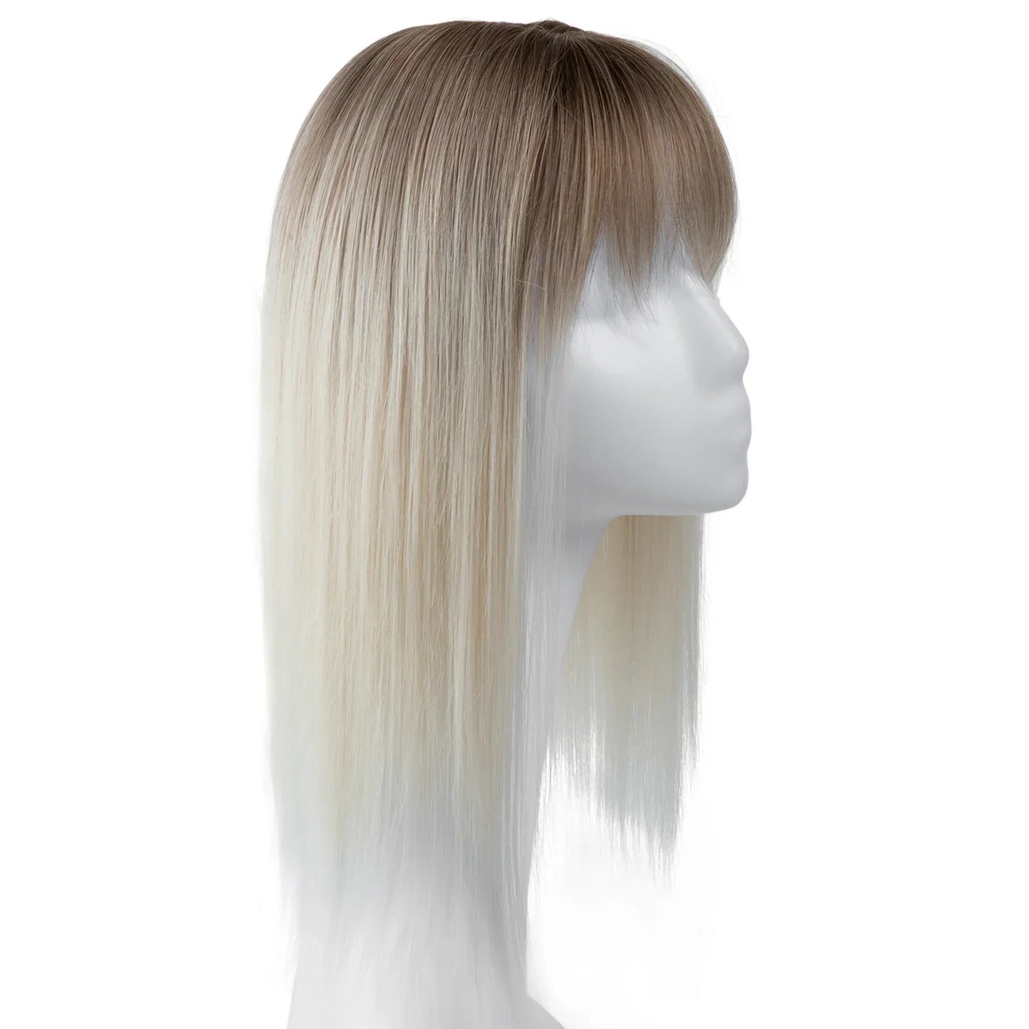 Natural-Look Hair Topper with Bangs – Medium-Length Clip-In Wig for Women (Straight, 120% Density)