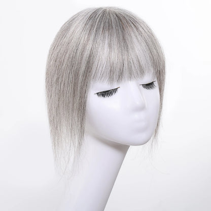 10” Human Hair Topper with Thick Bangs – 360° Clip-In Silk Base Topper for Women
