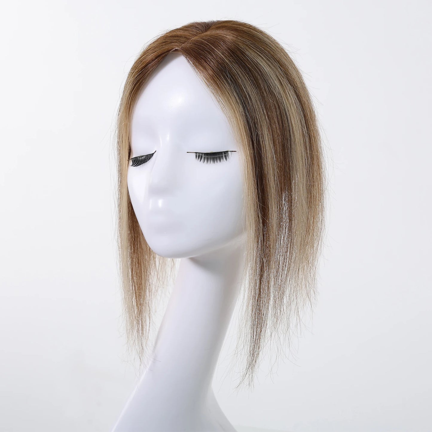 12” Human Hair Topper – Straight Lace Base Clip-In Hairpiece