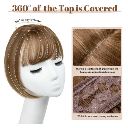 Silkara™ Clip in Hair Topper With Bangs