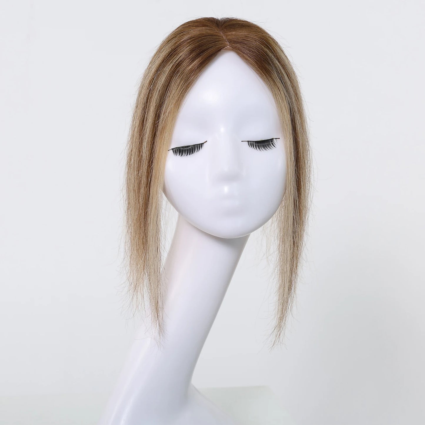 12” Human Hair Topper – Straight Lace Base Clip-In Hairpiece