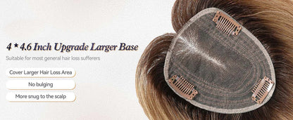 12” Human Hair Topper – Swiss Silk Base, No Bangs, 60g Clip-In