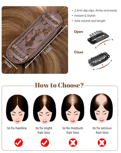 Silkara™ Clip in Hair Topper With Bangs