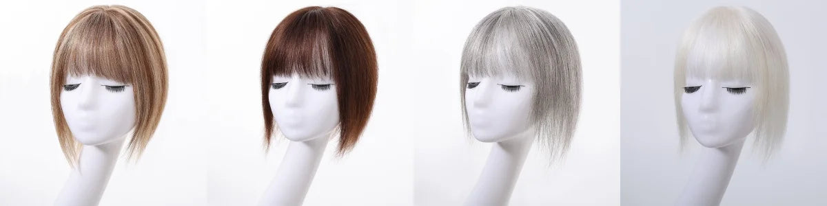 10” Human Hair Topper with Thick Bangs – 360° Clip-In Silk Base Topper for Women