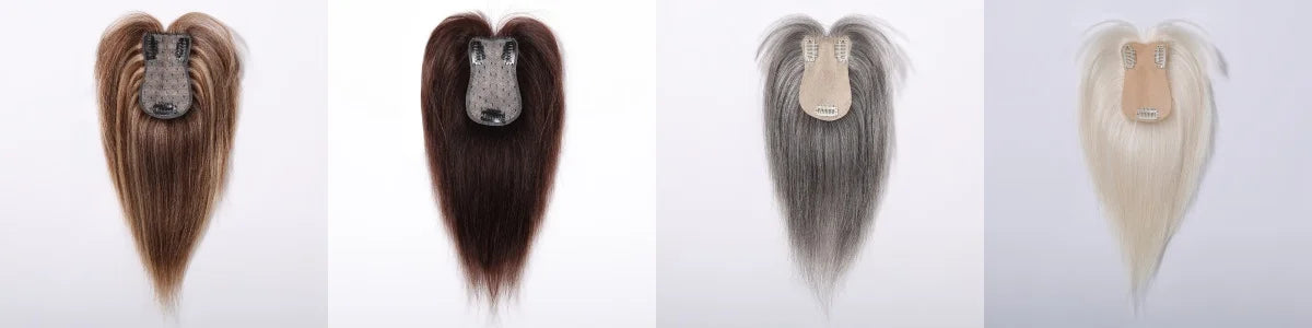 10” Human Hair Topper with Thick Bangs – 360° Clip-In Silk Base Topper for Women