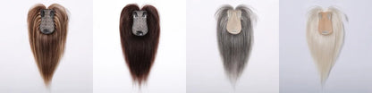 10” Human Hair Topper with Thick Bangs – 360° Clip-In Silk Base Topper for Women
