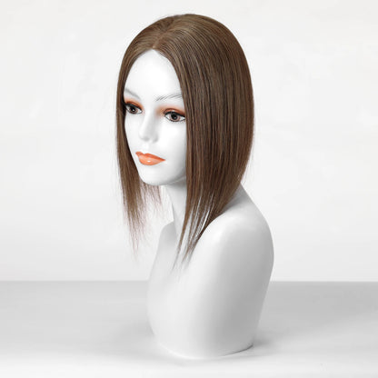 14” Human Hair Topper – Straight Mono Lace Base Clip-In Hairpiece for Women