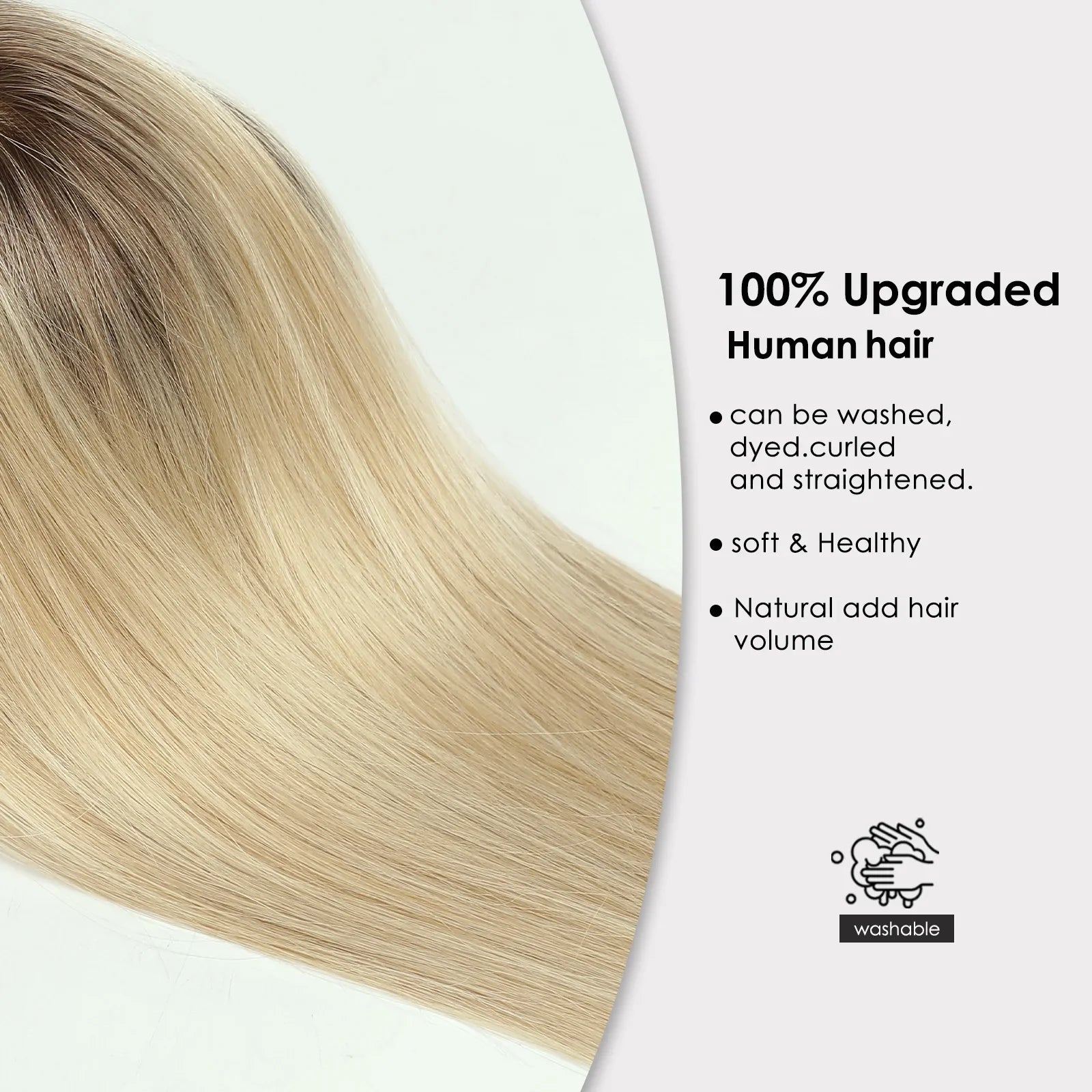 Ombre Blonde Human Hair Topper with Bangs | Remy Silk Base Clip-In Hair Topper for Volume & Hair Loss Coverage