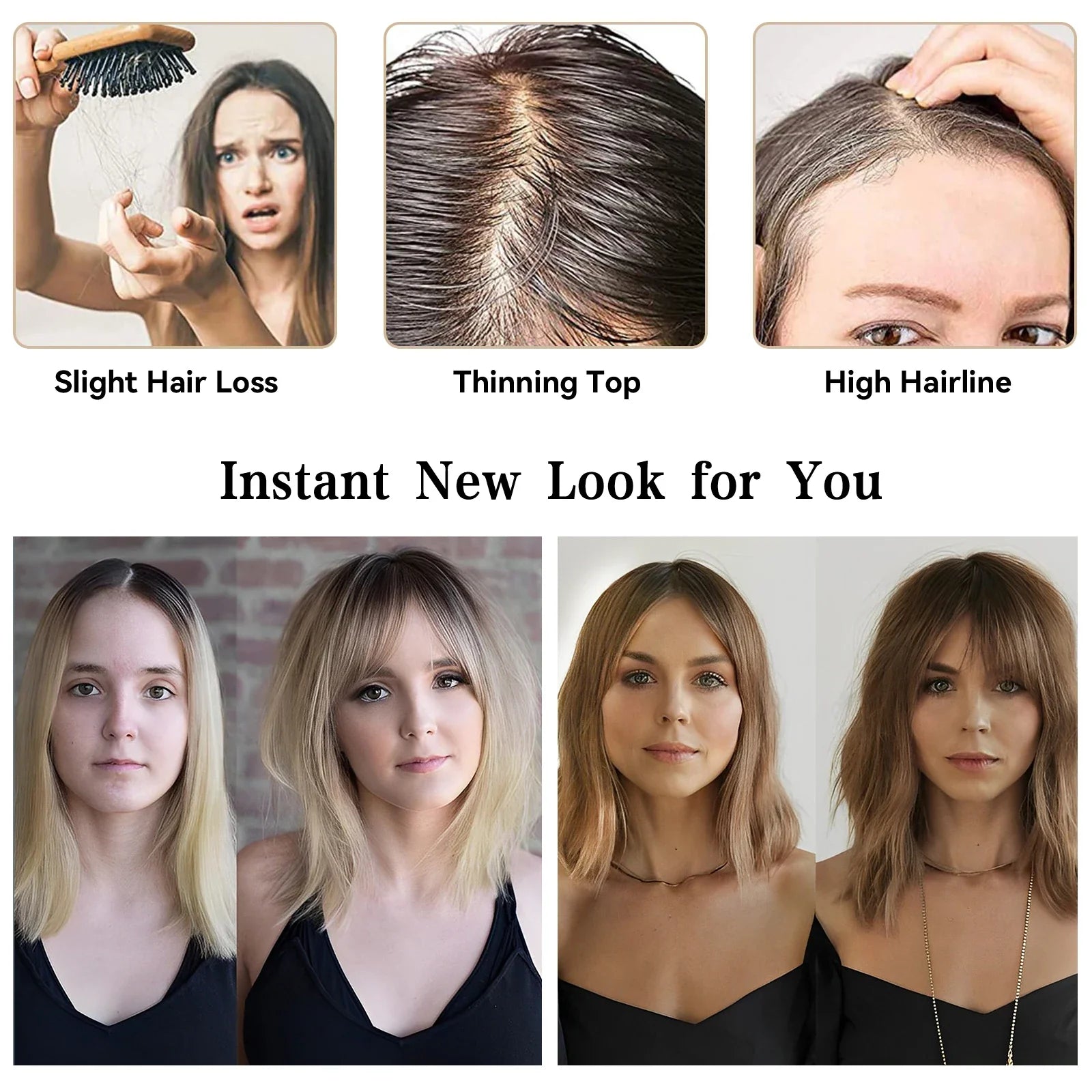 Ombre Ash Blonde Human Hair Topper | Silk Base Remy Hair Topper for Thinning Hair