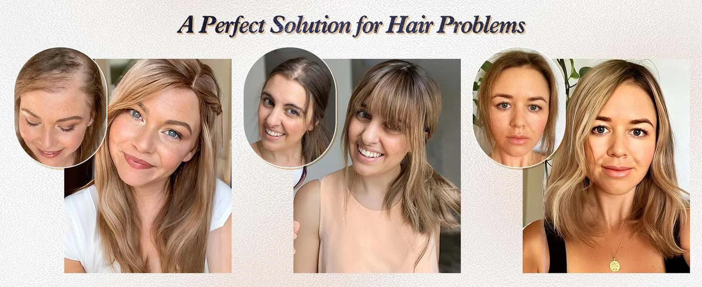 12” Human Hair Topper – Swiss Silk Base, No Bangs, 60g Clip-In