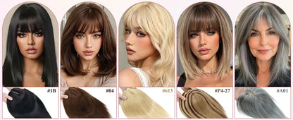 Silk Base 3D Human Hair Topper with 360° Bangs – Real Hair Volume Topper for Thinning Hair