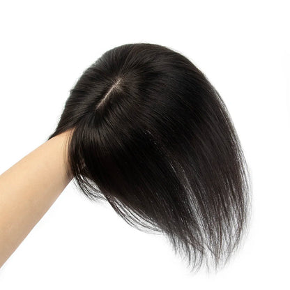 Silk Base 3D Human Hair Topper with 360° Bangs – Real Hair Volume Topper for Thinning Hair