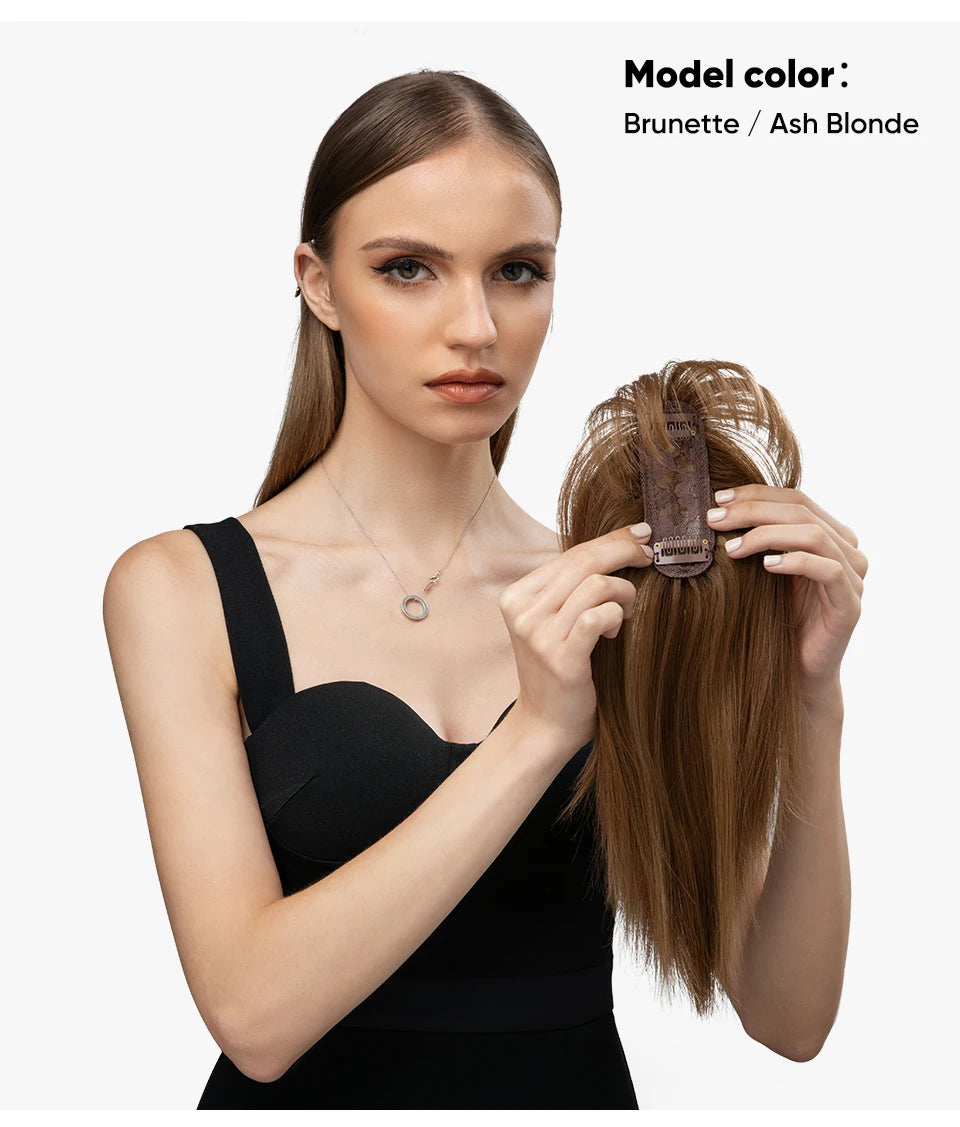 Silkara™ Clip in Hair Topper With Bangs