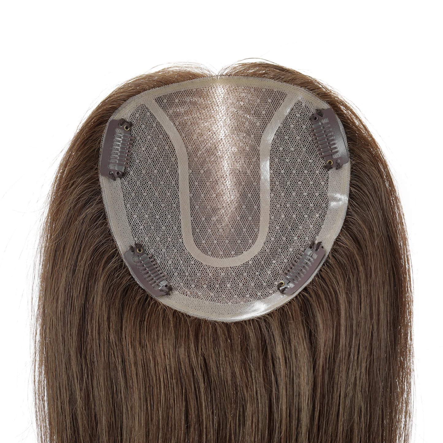 14” Human Hair Topper – Straight Mono Lace Base Clip-In Hairpiece for Women