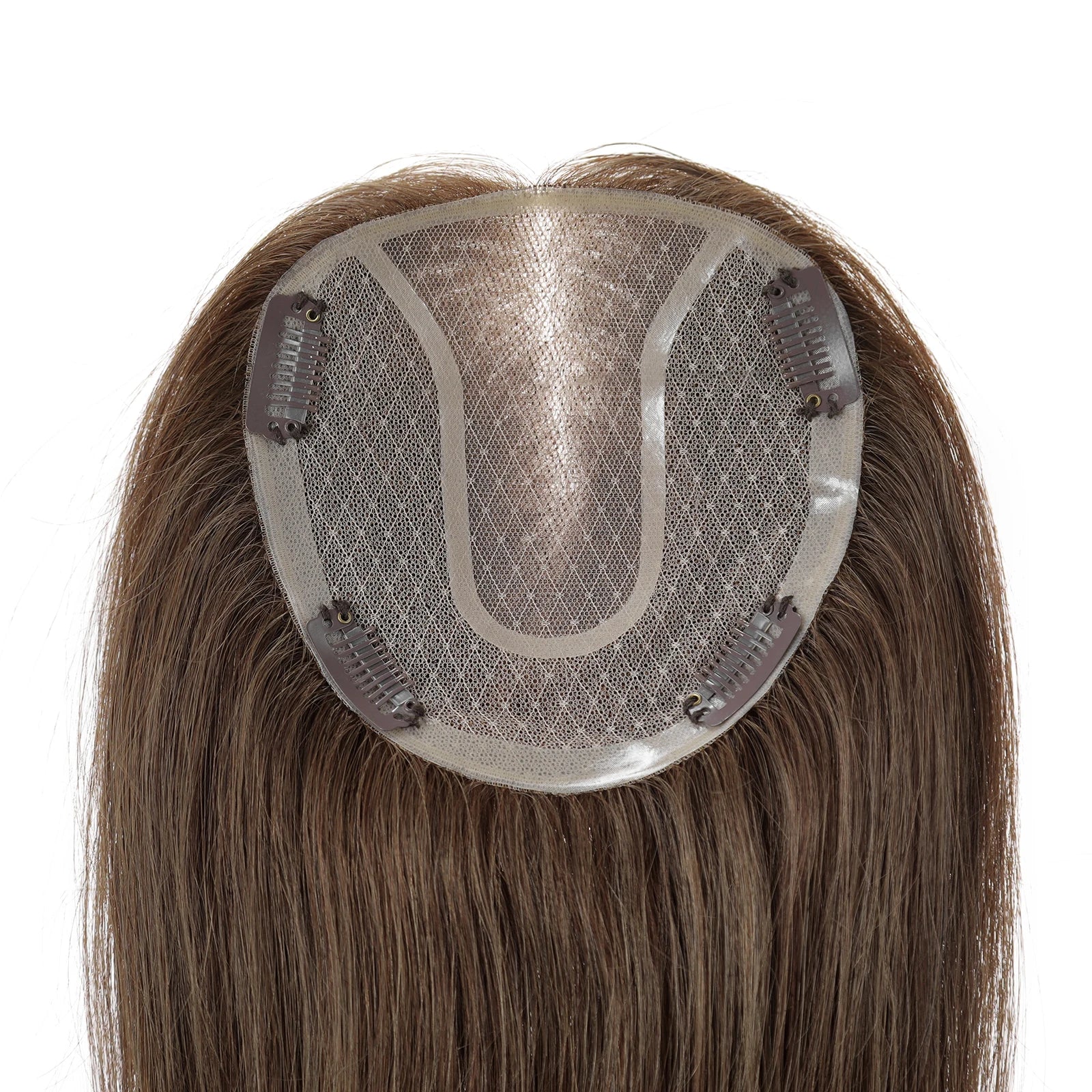 14” Human Hair Topper – Straight Mono Lace Base Clip-In Hairpiece for Women