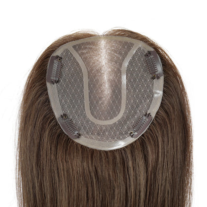 14” Human Hair Topper – Straight Mono Lace Base Clip-In Hairpiece for Women
