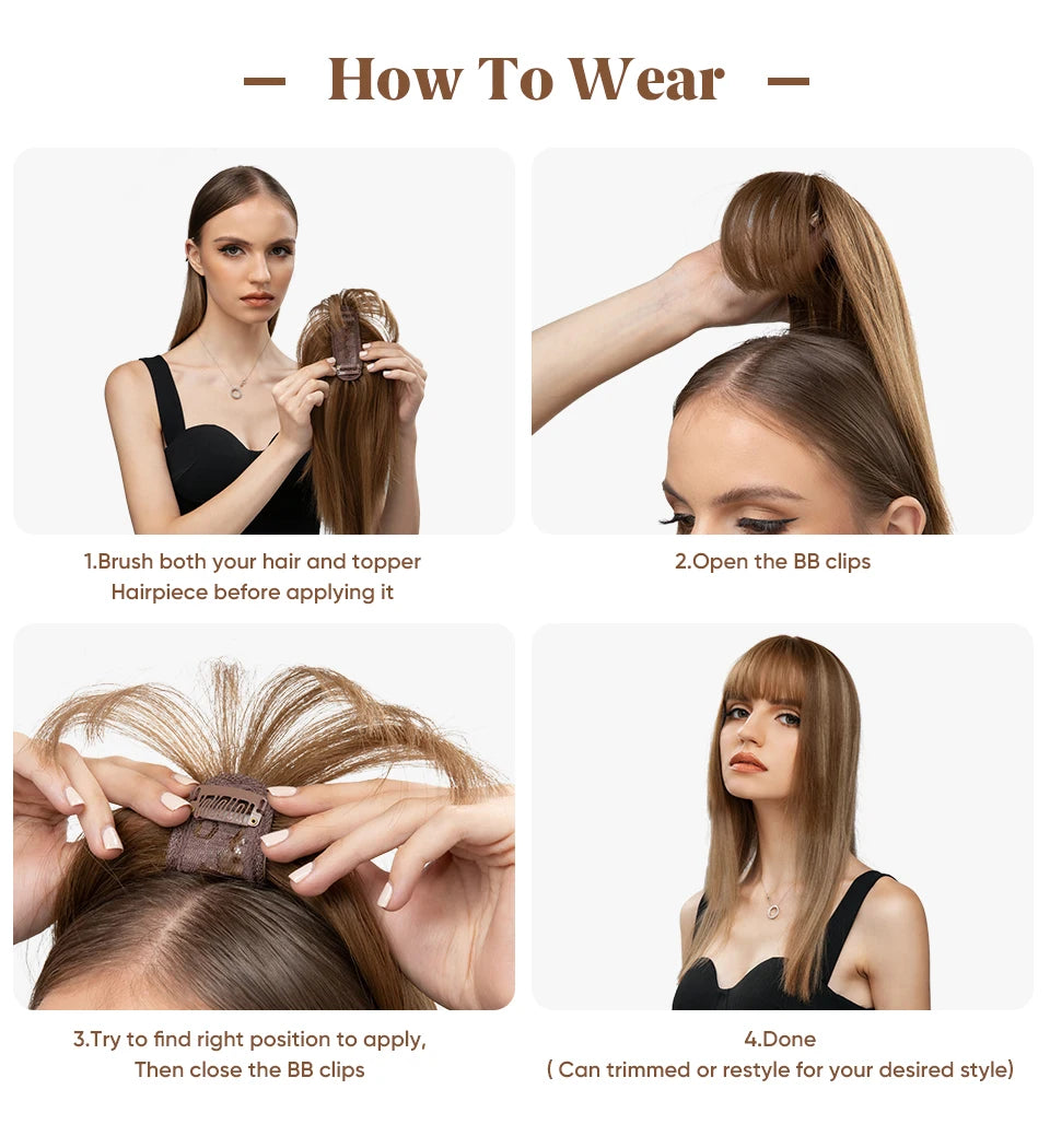 Silkara™ Clip in Hair Topper With Bangs