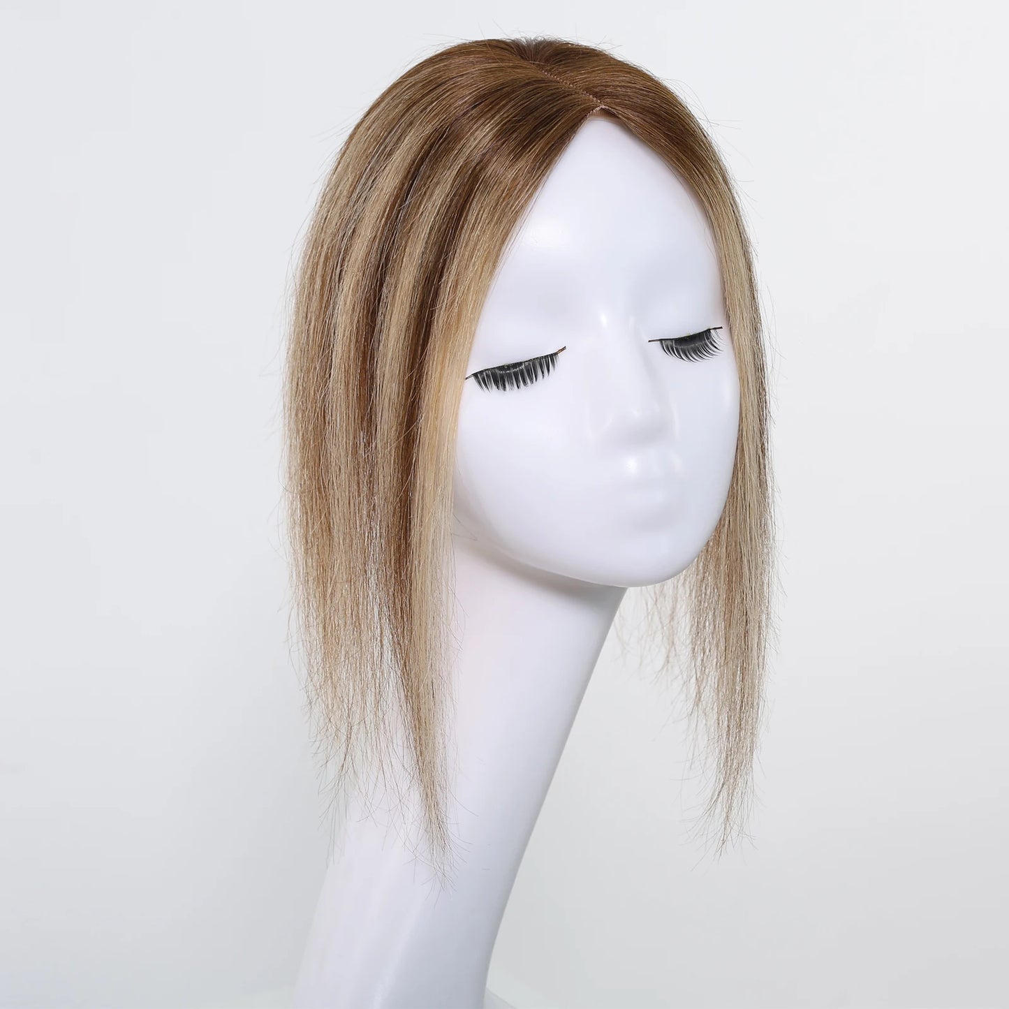 12” Human Hair Topper – Straight Lace Base Clip-In Hairpiece