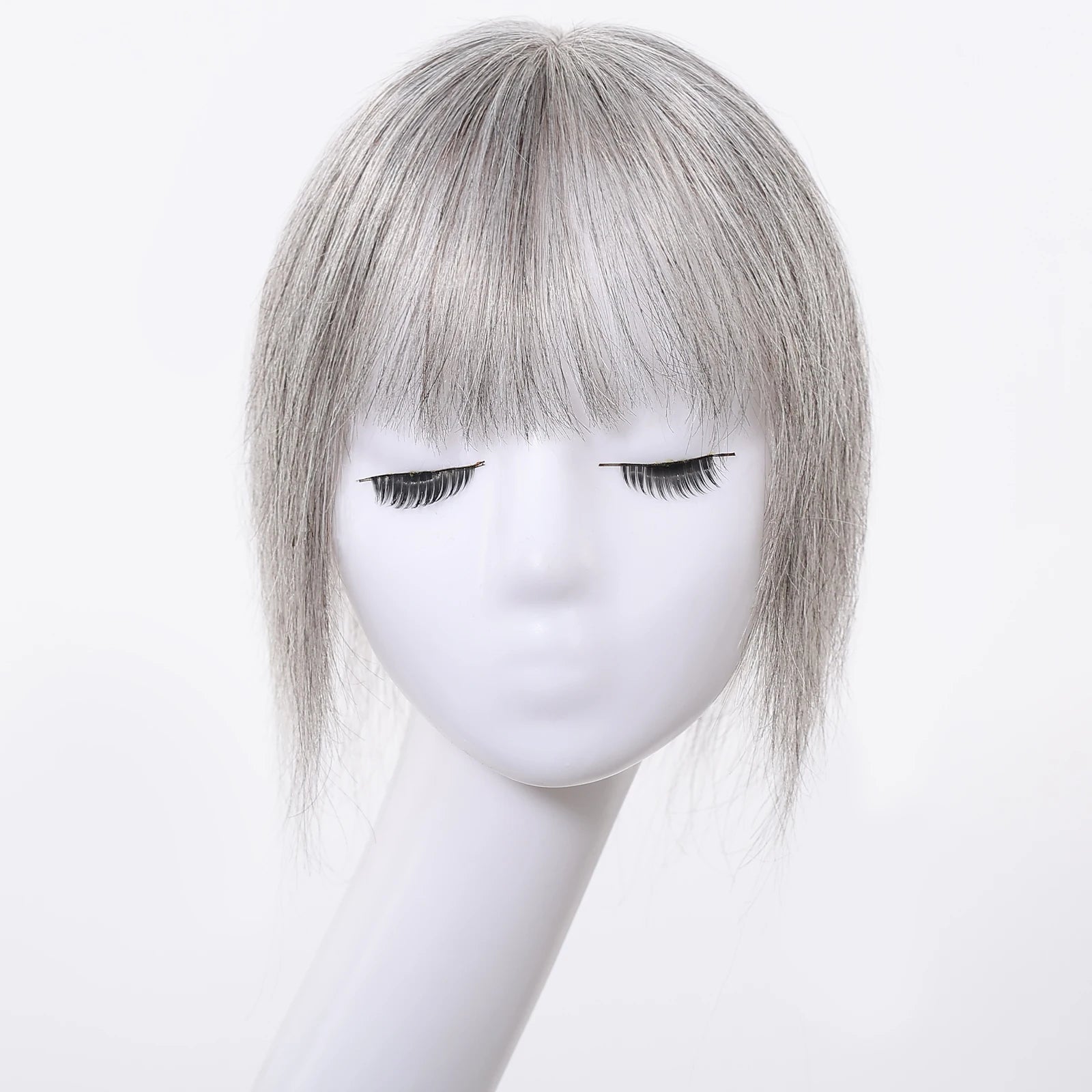 10” Human Hair Topper with Thick Bangs – 360° Clip-In Silk Base Topper for Women