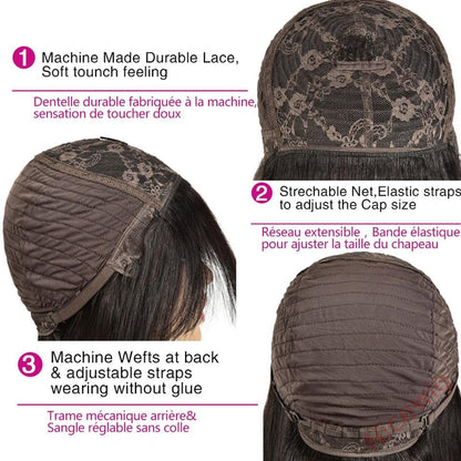 Black Glueless Straight Hair For Women Natural Wig